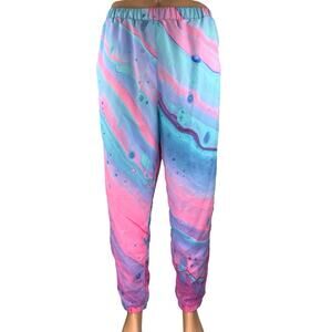 NEW Harlow & Lloyd Men's Blue Pink Marshmallow Marbled Sweat Pants Size XL